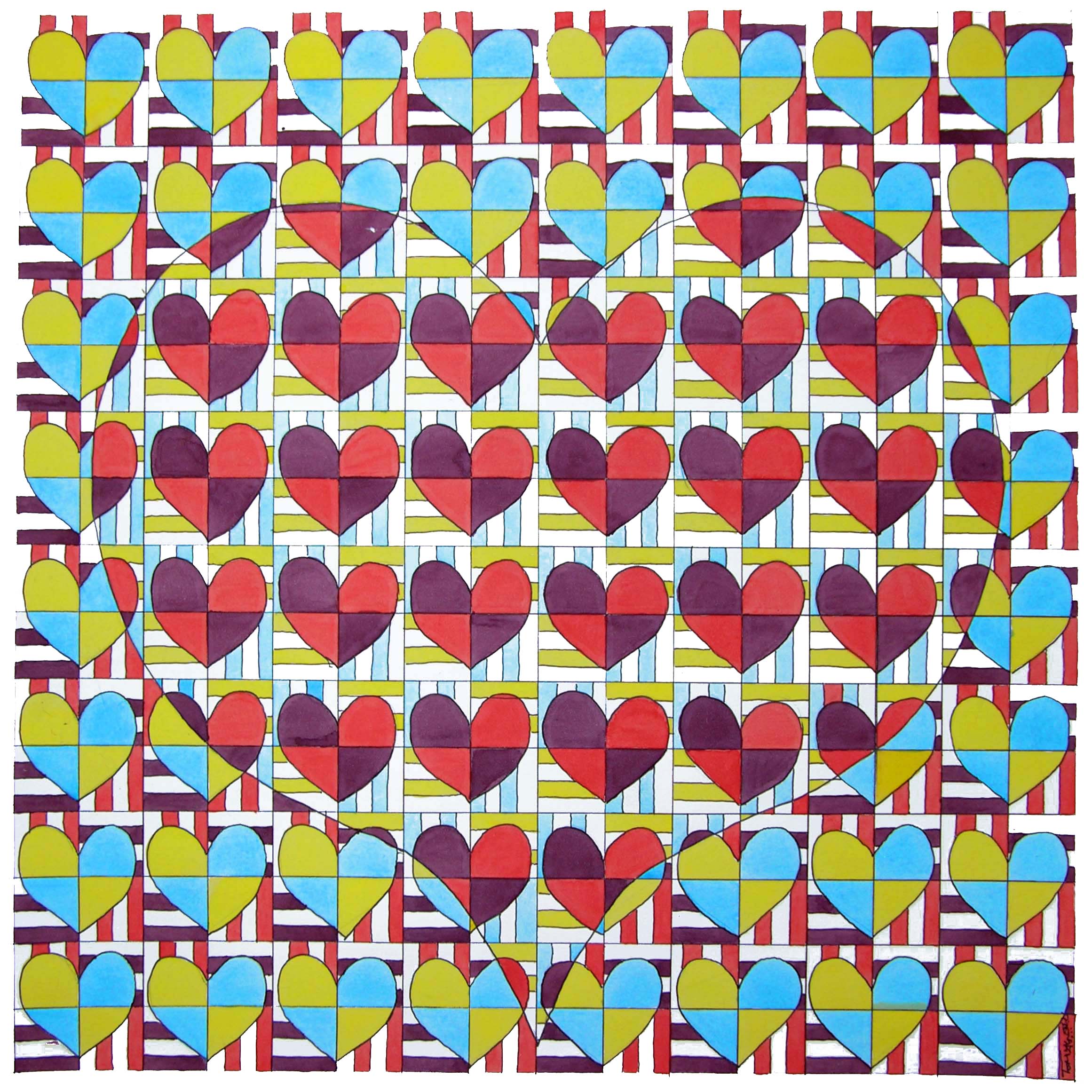 Graphic Hearts - Print Ref 12